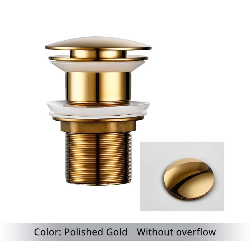 Polished Golden Pop up Drain Basin Drain Without Overflow for Basin Pop up Drainer Bathroom Drain