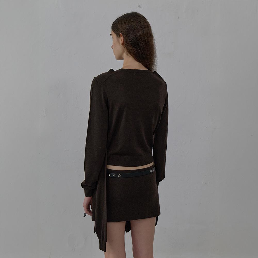 LCDC™ Tied Detail Layered Knit Skirt (Brown)