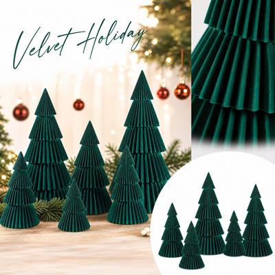 Noel Masasıüstü Ev Dekorasyonu İçin Kadife Noel Ağacı 6 Parça Set