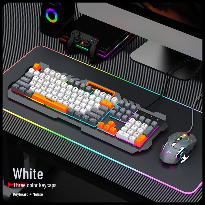 Limei T21 Kabelgebundenes leuchtendes Metall-Tastatur- und Maus-Set – Mechanisches Gaming-Feeling für Desktop/Laptop