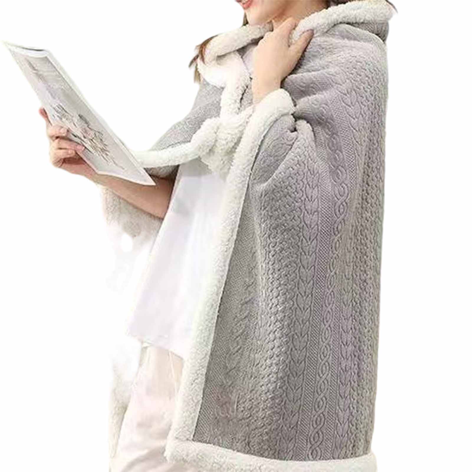

1 шт. Плюшевое одеяло-накидка с рукавами и пуговицами для женщин, более теплое, удобное для взрослых, одеяла для офисного стола, рождественские подарки серый