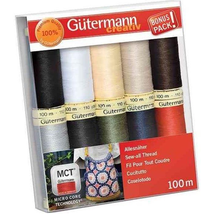 Set De Fils À Coudre - GÜTERMANN - Couleurs Basiques - 10 Bobines - 100m - Fil Solide
