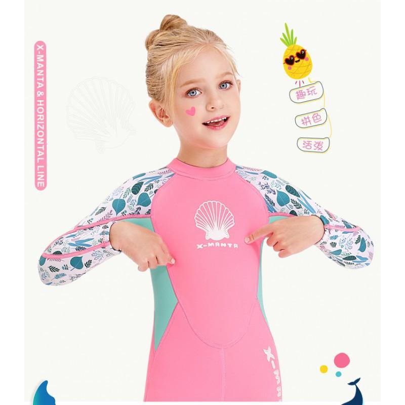 2.5mm Kids Wetsuit Girls Full Body Long Sleeve Thermal Dive Suit Snorkeling Surfing Jellyfish Protection