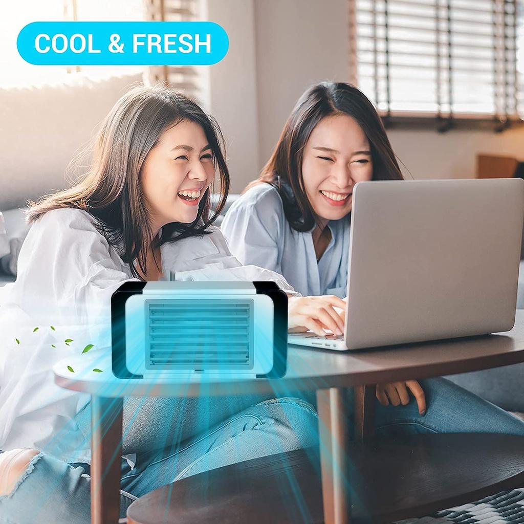Aer Condiționat Mini Portabil Răcitor de Aer de Uz Casnic Multifuncțional USB Ventilator de Birou cu Aer Condiționat cu 2 Pachete de Cristal de Gheață