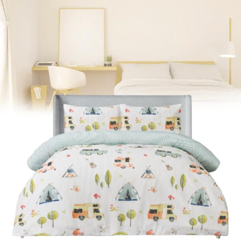 Reversible Camping Bedding Set With Digital Print For Home Sleep Comfort