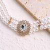 Crystal Diamond Multi-Row Imitation Pearl Choker: European & American Retro Style for Women