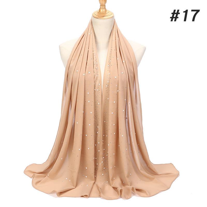 women plain bubble pearl chiffon scarf Head hijab wrap solid shawls headband foulard femme muslim hijabs stores