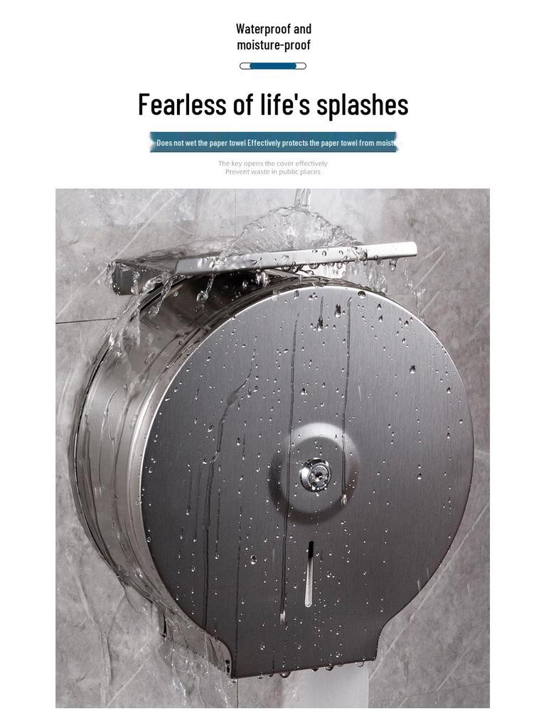 Stainless Steel Waterproof Large Toilet Paper Dispenser for Public and Hotel Bathrooms