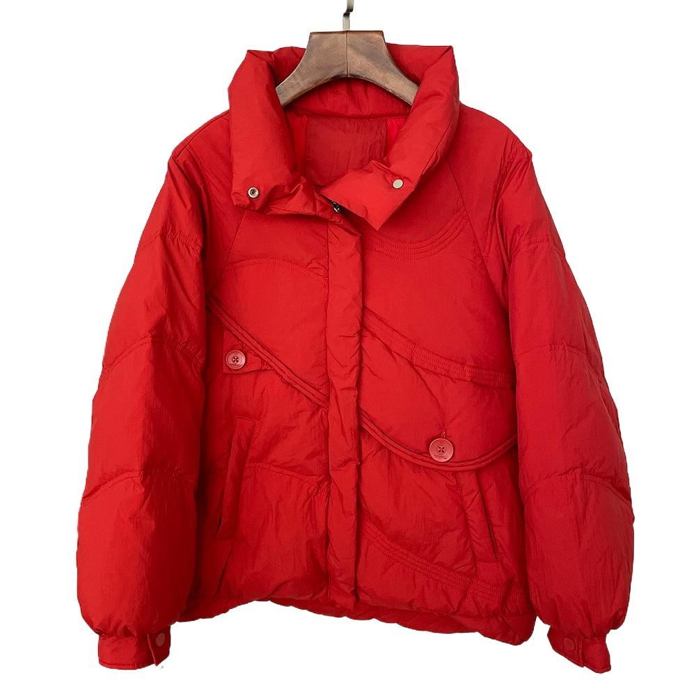 

OFTBUY Осень-зима утолщенный воротник-стойка 90% белый утиный пух пуховая куртка женская короткая куртка теплая корейский стиль повседневная свободная M красный