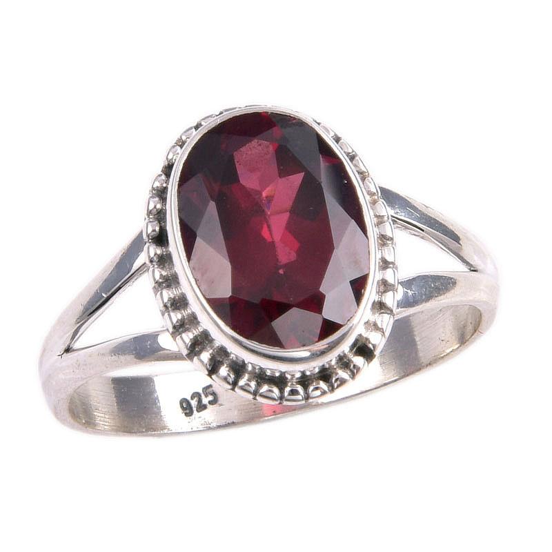 Natural Garnet Gemstone Handmade 925 Solid Sterling Silver Gift Ring S.9 J0I43