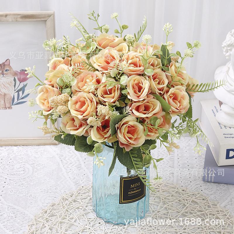 Rose Artificial Flowers Bouquet 7Heads Fake Flowers for Home Room Decor Garden Wedding Decoration Party Table DIY Vase Ornaments