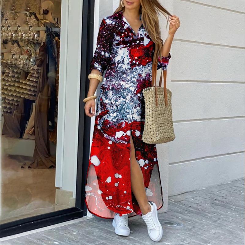 BITCED Fashion Long Sleeve POLO Neck Casual Dresses
