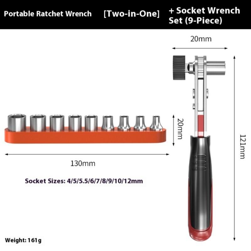 Double Direction Ratcheting Socket Spanner Tool Kit Ergonomic Grip Compact Design Fit For Tight Space Maintenance Tasks