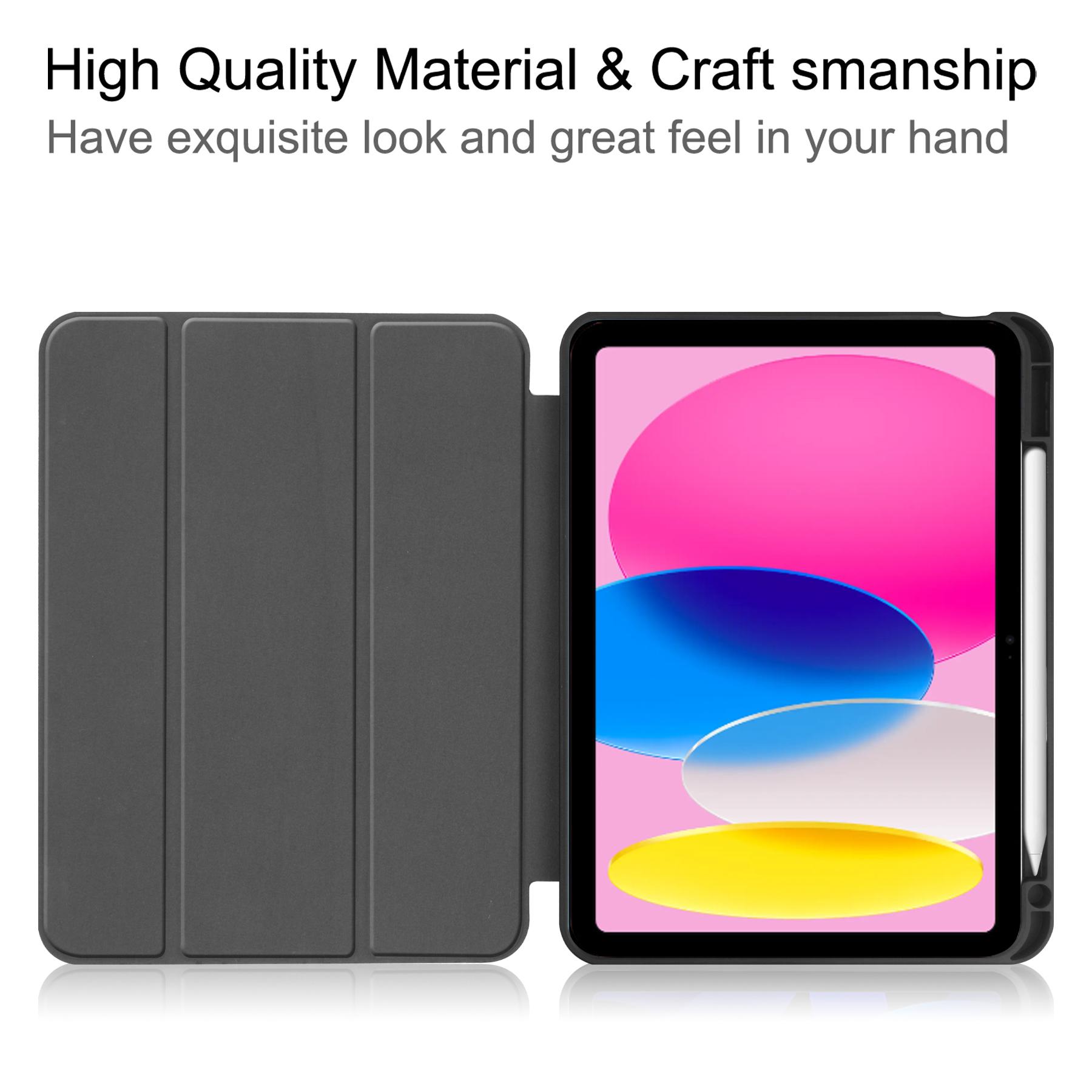

For iPad (2025)/10.9 (2022) Stand Case Shock-Absorbent Leather Tablet Cover with Pen Slot Red