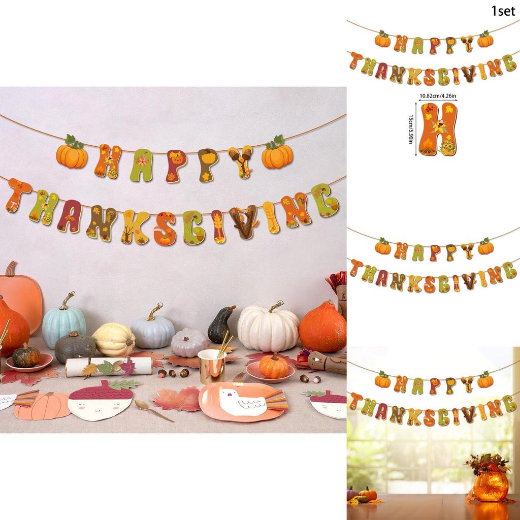 Fall Festival Paper Banner With 19 Letters For Thanksgiving Party Scene Decoration