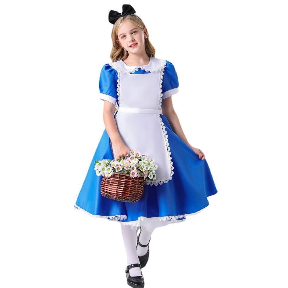 Cosplay-Export, Halloween-Kostüm Alice-Cosplay Anime-Maid-Kostüm Europäisches und Amerikanisches blau-weißes Maid-Kostüm Prinzessinnenkleid