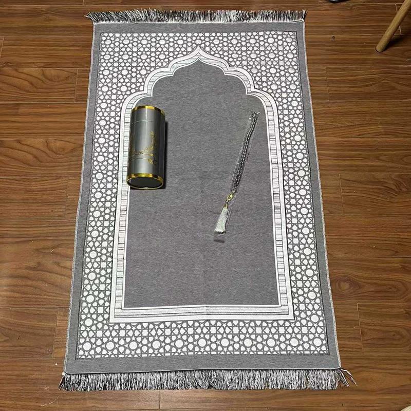 Islamic Prayer Mat Set Prayer Rug with Rosary Bead Storage Tube Travel Worship Blanket Outdoor Muslim Pray Mat Ramadan Gifts New