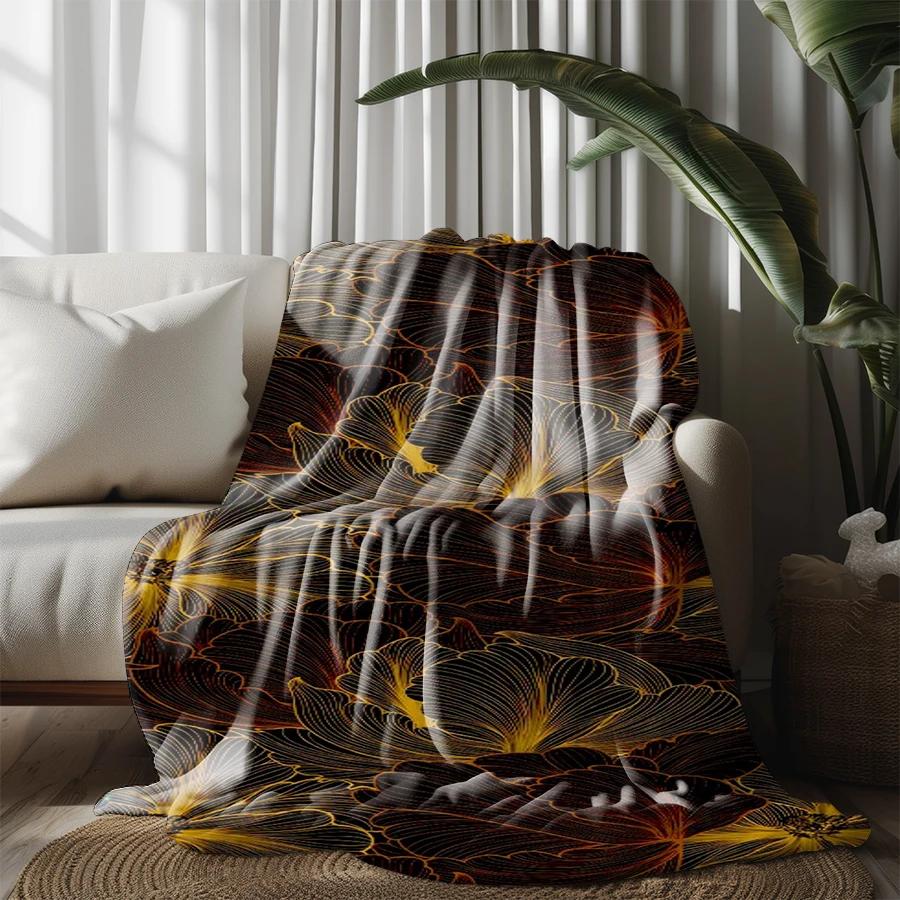 Floral Pattern Blanket Microfiber Flannel Cover Blanket Bedroom Living Room Sofa Soft And Comfortable Home Decoration