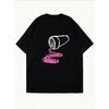White Crew Neck T Shirt With Pink Wine Splash Design For Casual Wear