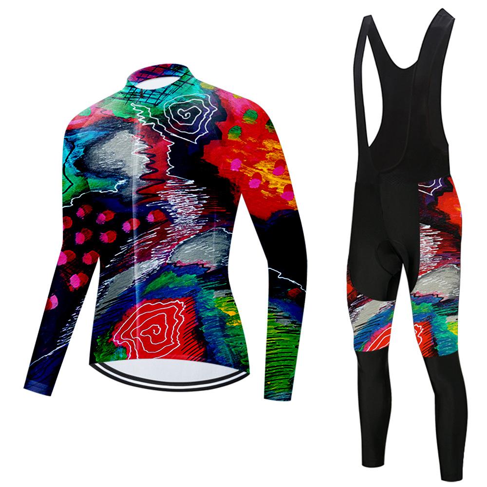 Set Long Sleeve Top Strap Pants Cycling Suit 2026 Autumn Breathable Cycling Suit Set