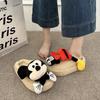 Cartoon Three-dimensional Mickey Cotton Slippers Women's 2025 New Autumn and Winter Indoor Home Warmth Outer Wear Thick-soled Fluffy Slippers