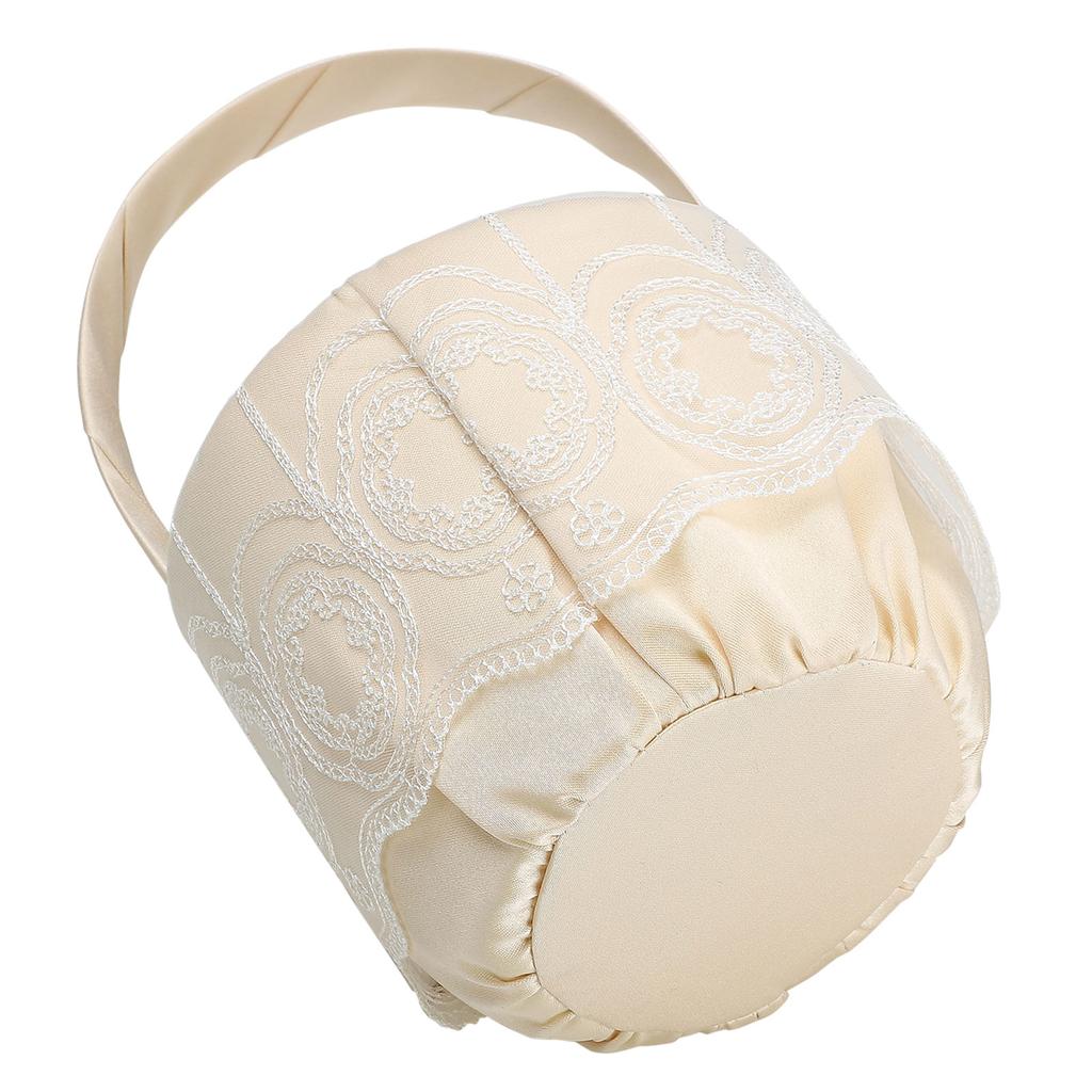 Flower Girl Basket and Ring Bearer Pillow Set with Lace Decor Wedding Ring Pillow Champagne