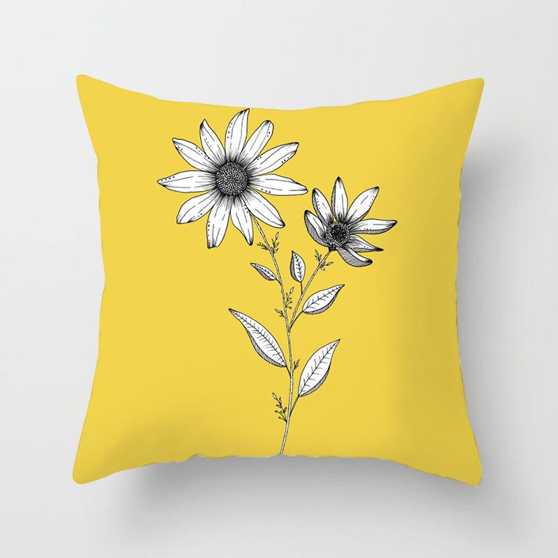 New Flower Plant Peach Velvet Pillow Case Sofa Pillow Car Cushion