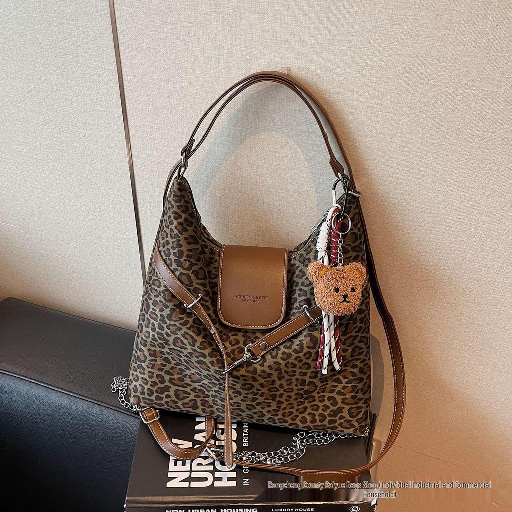 Leopardenmuster Umhänge- & Schultertasche - Damen Stilvoller Multifunktions-Rucksack & Koreanische Handtasche