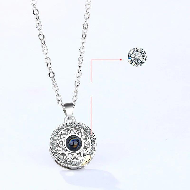 Náhrdelník s projekcí Slunce a Měsíce Miluji tě ve 100 jazycích Magnetický náhrdelník ve tvaru srdce, výřez pro pár, dárek