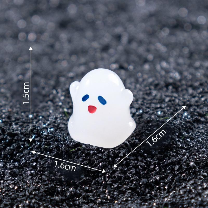 Glowing Mini Ghost Figurine 10Pcs Resin Craft Ornament for Halloween Fairy Garden Desktop Home Party Decor
