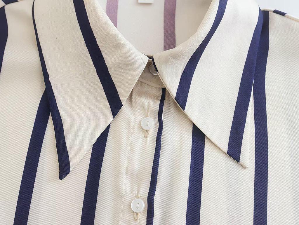 Spring 2025 Women's European & American Style Loose Puff Sleeve Print Shirt