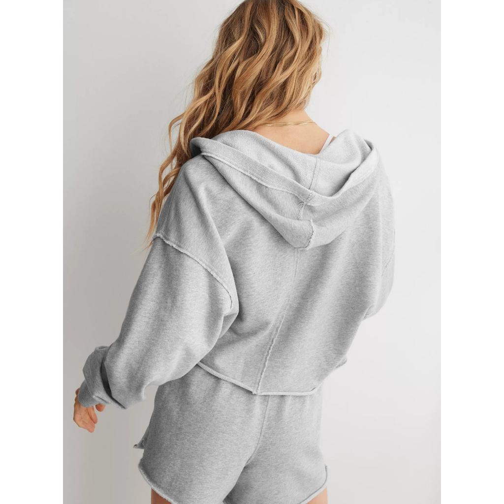 Fashionable Loose and Trendy Hooded Sweatshirt for Women In Spring and Autumn, Women's V-neck Top, Pullover Long Sleeved Shirt