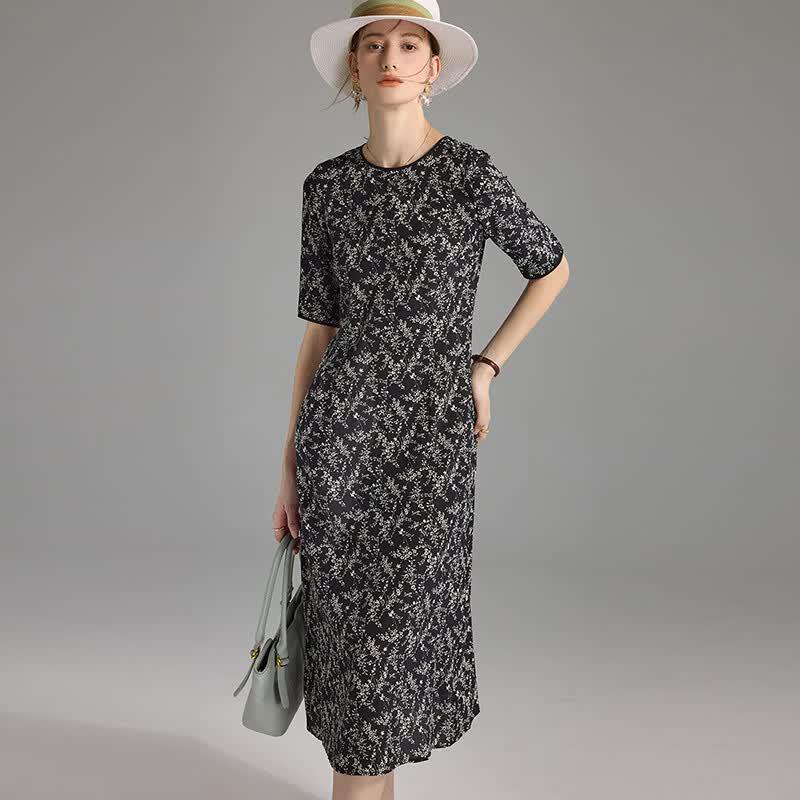 Wudao 100% Mulberry Silk French Floral Tea Dress M