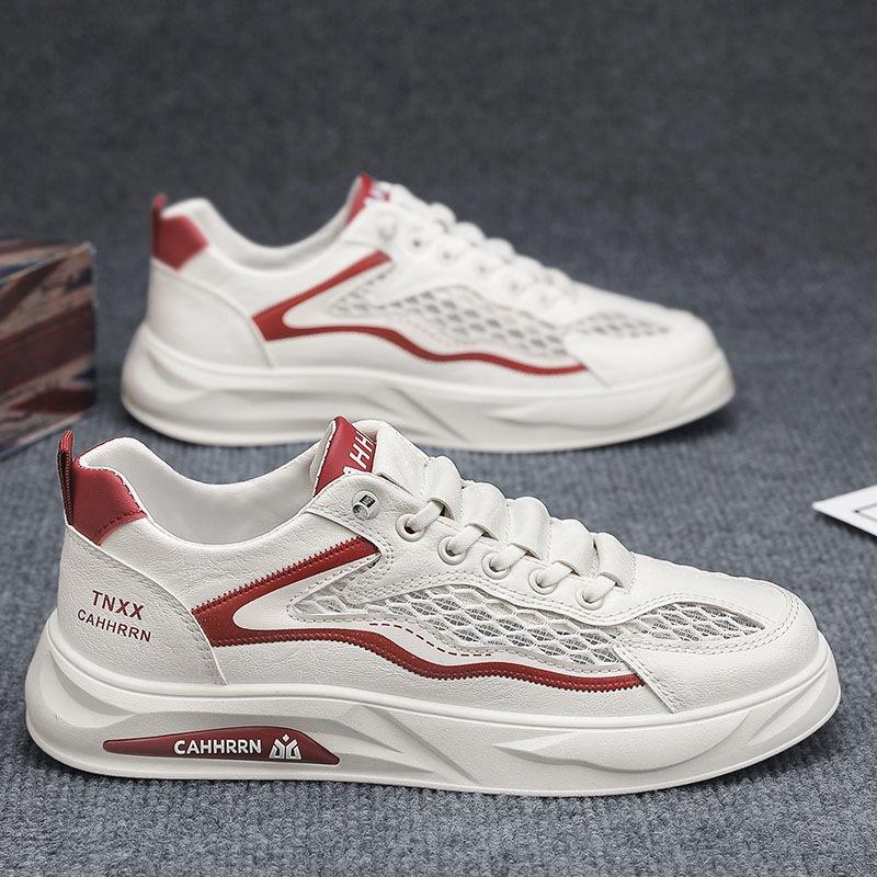 Board Shoes Student Little White Shoes Men's Summer Breathable Big Net Hollow Men's Shoes 2025 New Casual Sports Shoes Youth