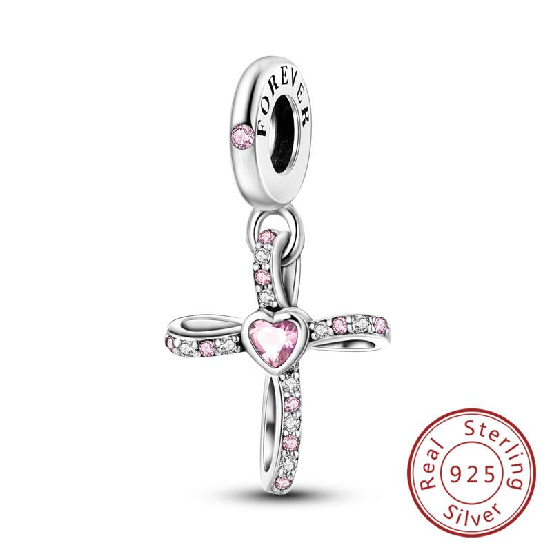 Charm Copper Pink Pendant Charm Fit Original Charm Bracelet Necklace Beads Diy Jewerlry Accessories