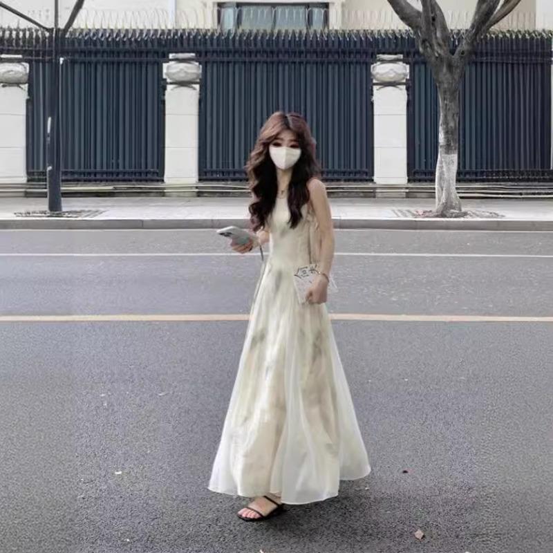 New Chinese Style Sling Dress Women's Summer New Retro Artistic Elegant Long Dress