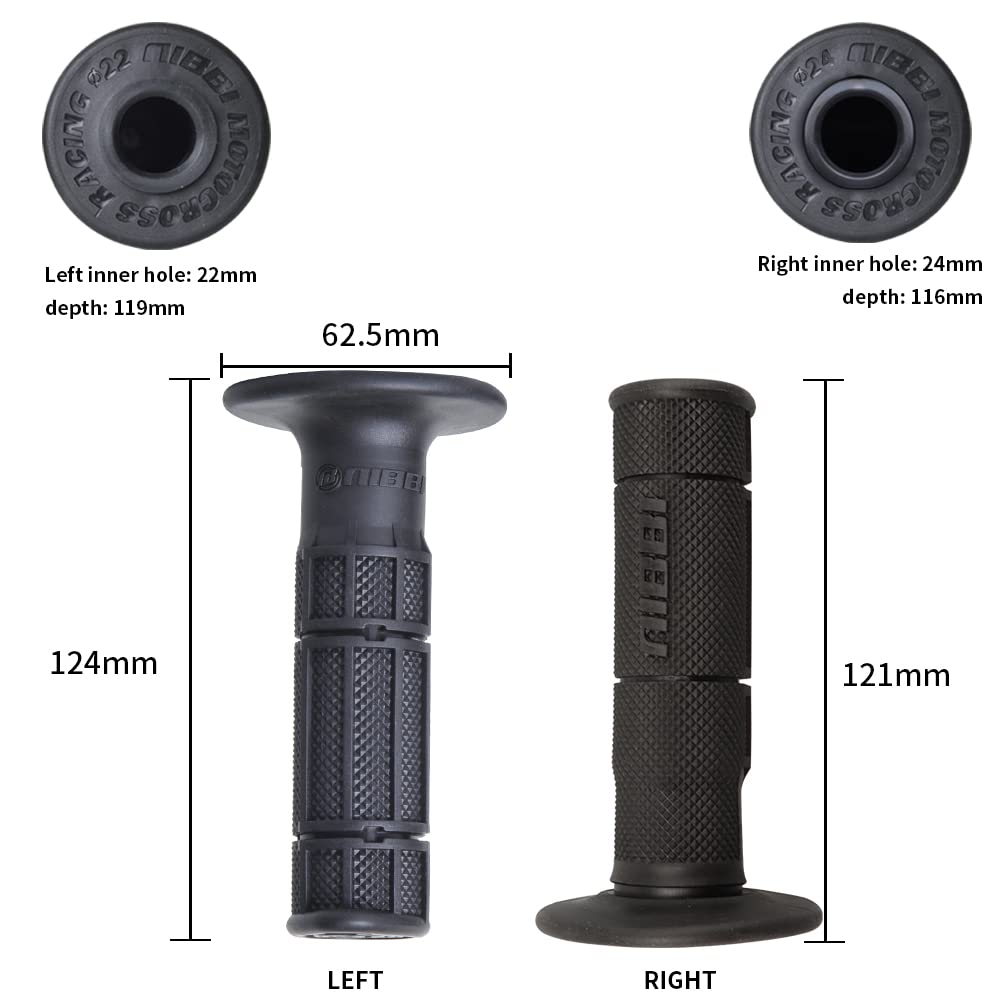 NIBBI Motorcycle Hand Grips, 7/8" 22mm 24mm Dirt Bike Grips, Universal Motorcycle Handlebar Grips,
