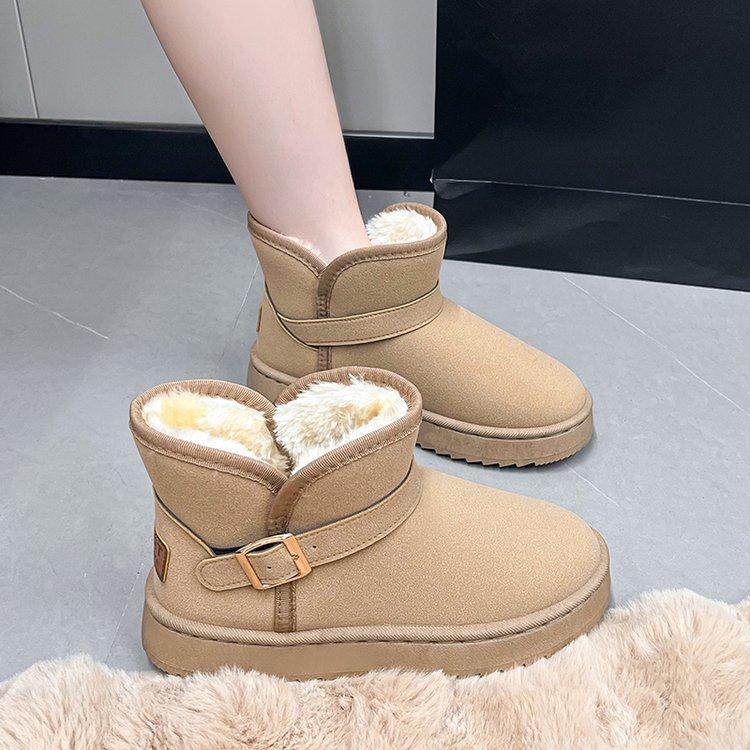 

Women s Large Size Soft Sole Winter Warm Fur Snow Boots Padded Lined Ankle Boots Non-slip Hiking Sports Cotton Boots 35 хаки