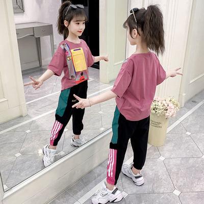 Casual Suit for Boys and Girls Summer Kids Fashion Short-sleeved Two-piece Suit