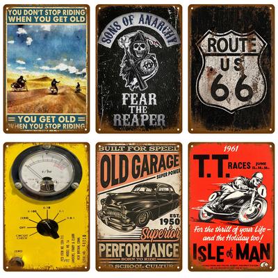 Tin Sign Car Motorcycle Metal Sign Plate Poster Vintage Shabby Wall Decor Art Garage Repair Shop Print Tinplate Painting Oil Gas