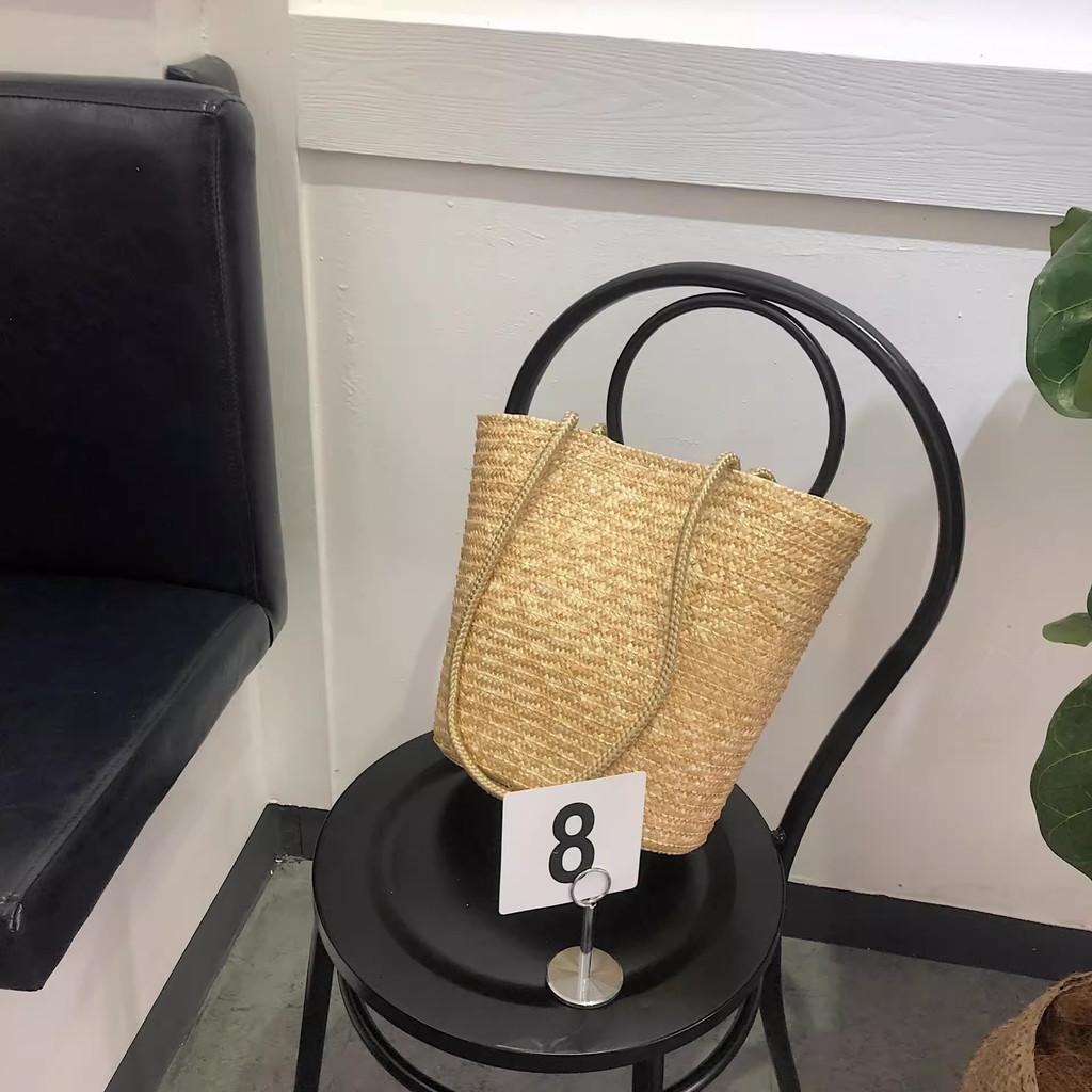 IELGY large-capacity straw bag, seaside vacation bag, hand-woven summer beach premium straw bag