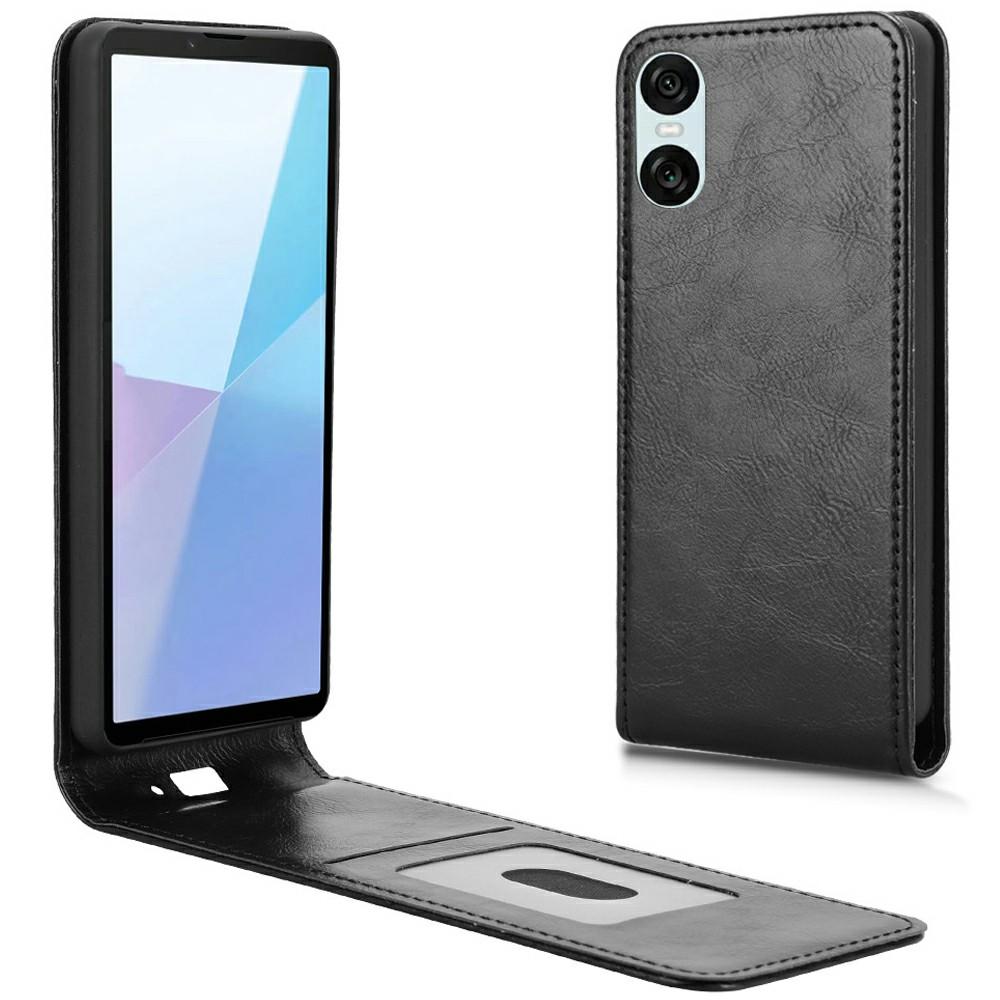 

For Sony Xperia 10 VI Case with Card Slot Magnetic Vertical Flip Leather Phone Cover A