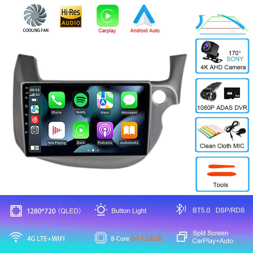 Car Radio Android 14 Carplay For HONDA FIT JAZZ 2007 - 2013 Navigation Multimedia Player Stereo 5gWiFi+4G BT DVD Head Unit Auto