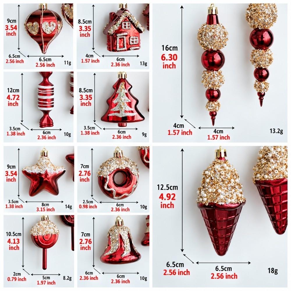 Irregular Design Christmas Hanging Ornaments Red Painted Holiday Decorations Holiday Scene
