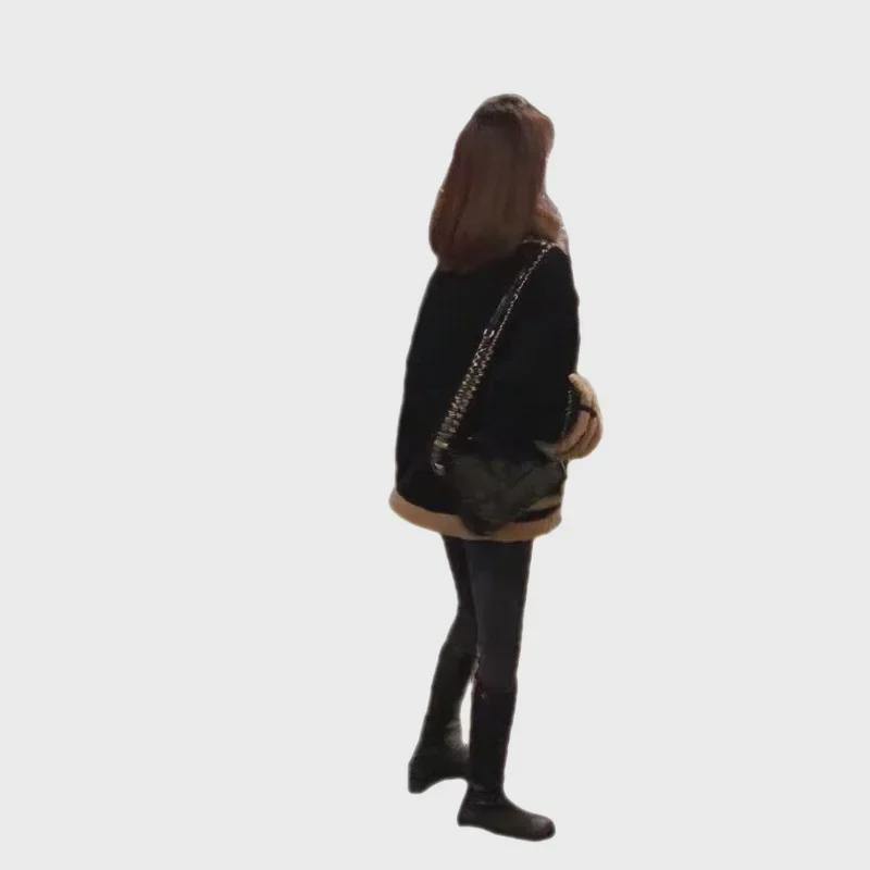 2023 Damen Koreanischer Kurzer Lammwollplüschmantel für Herbst und Winter