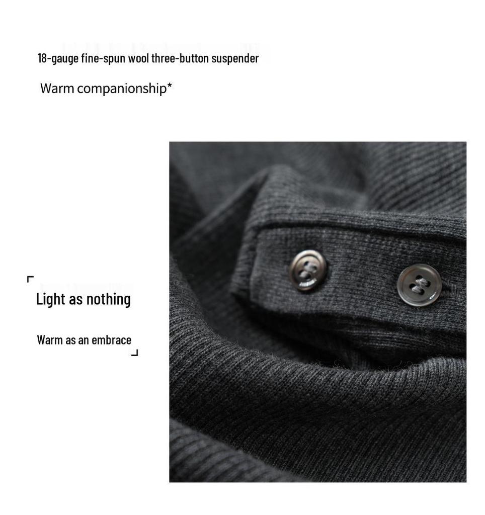 Early Autumn 100% Wool U-Neck Knit Vest: Three-Button, Waist-Cinched, Slim Fit Sleeveless.