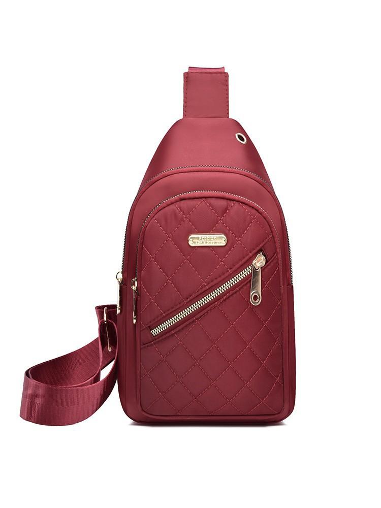 Women's Embroidered Nylon Chest Bag, Unisex Crossbody Sling Pack, Lightweight Travel Hiking Bag