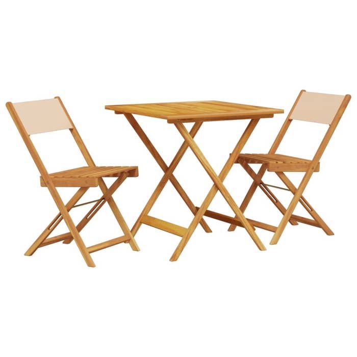 VidaXL Ensemble de bistro 3 pcs beige tissu et bois massif, ensemble de bistro de jardin, ensemble de balcon, ensemble de 3281871