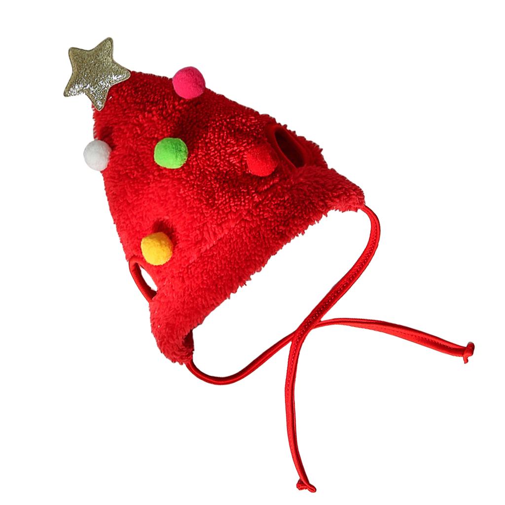 Reindeer Christmas Tree Headwear Hat for Pet Neck Decorations Reindeer Star Pompoms Christmas Dog Headwear Photo Props