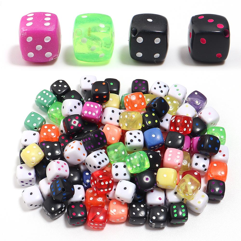 50pcs/lot 8mm Square Acrylic Dice Beads Colorful Loose Spacer Cube Beads For Jewelry Making DIY Phone Chain Bracelet Accessories